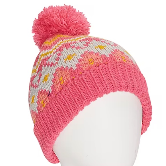 Mixit Fair Isle Pattern Scarf Hat Gloves Pink Gold Grey White - Picture 3 of 13